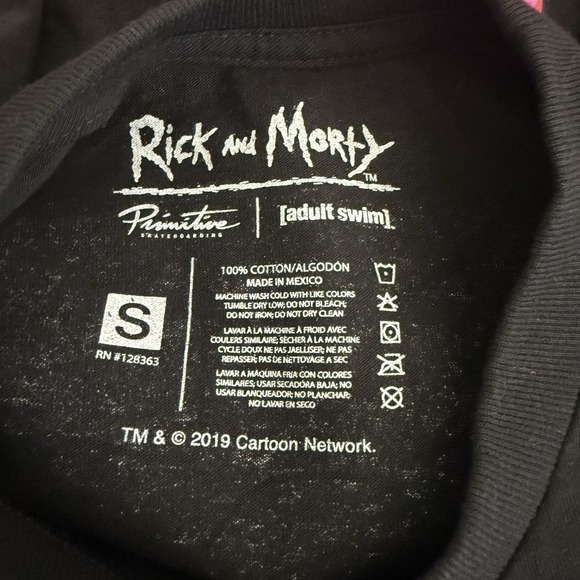 Primitive Rick & Morty T shirt Size Small Black Neon‎ Pink Graphic Tee - Picture 3 of 5